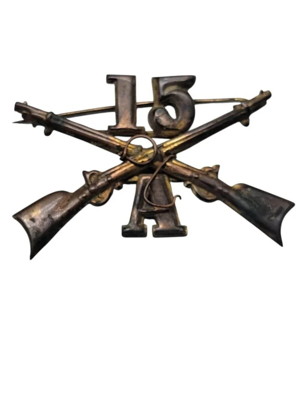 Antique US Army M1896 15th Infantry Regiment Company A Crossed Rifles Hat Pin